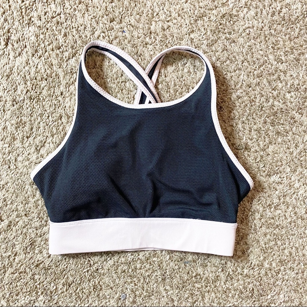 Fabletics- Black/Pink Racerback Sports Bra Small